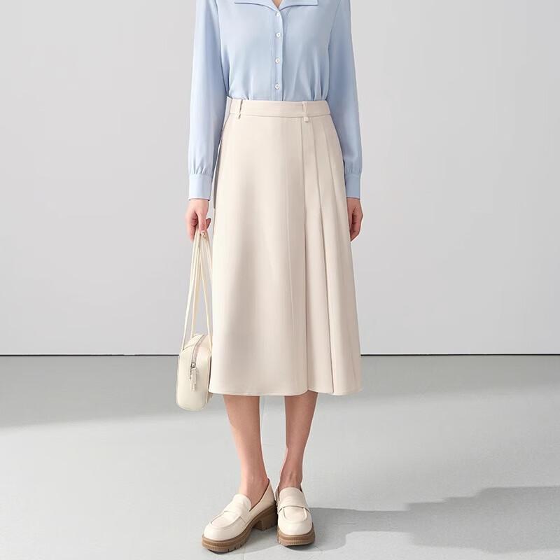 Women's High-Waist Pleated A-Line Commuter Skirt