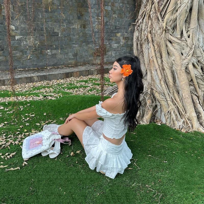 Women's Off-Shoulder Ruffle Mini Skirt Set - Sexy French Style Top with Sweet and Spicy Flair