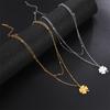 Cazador 2025 Lucky Clover Pendant Necklace Stainless Steel Gold Color Double Layer Chain Necklaces for Women Girls Jewelry Gift