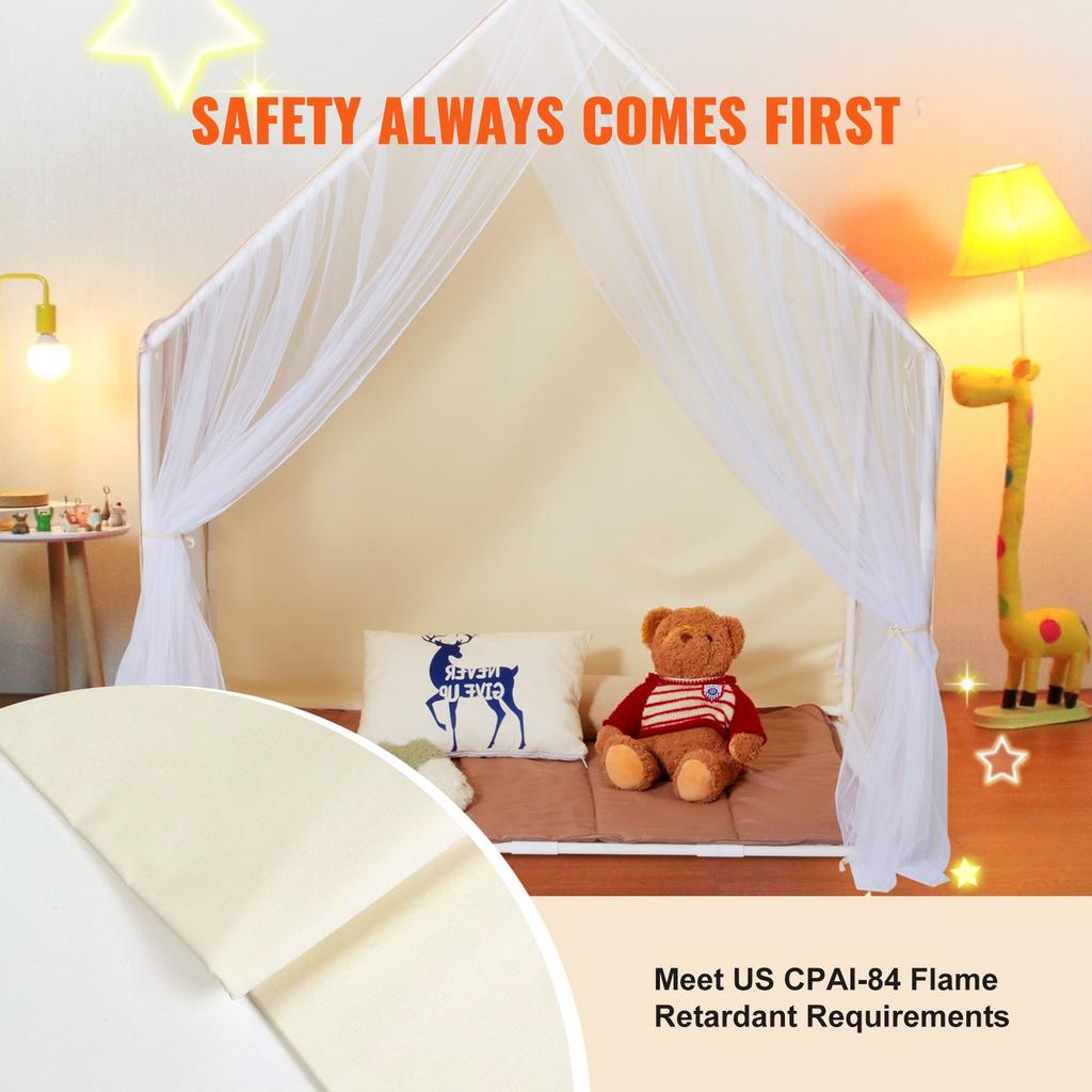 VEVOR Kids Play Tent, Kids Tent for Kids 1-5 Years Old, Toddler Tent with Mat and Tent Lamp, Tent for Kids with Windows for Indoor and Outdoor