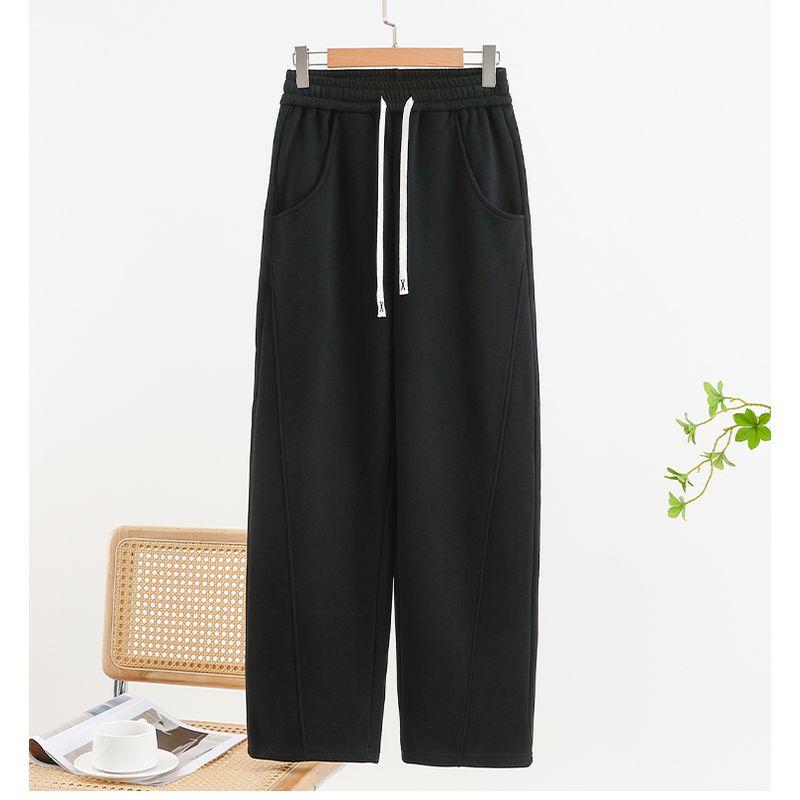 Plus Size Straight Casual Pants Loose Outer Wear All-Match Straight Pants Elastic Waist Chubby Girl Drape Banana Pants Slimming Trousers