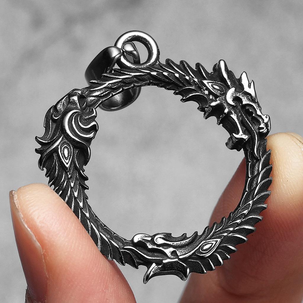 Triple Dragon Ring Amulet Men Necklaces Stainless Steel Pendant Chain Women Fashion Jewelry New In Accessories Gifts