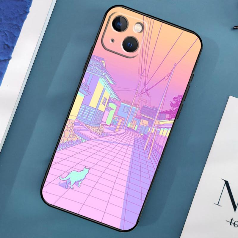 Pastel Japan Kyoto City Case For iPhone 15 14 13 12 11 Pro Max X XS Max XR 7 8 Plus SE 2020 2022 Bumper Case Cover