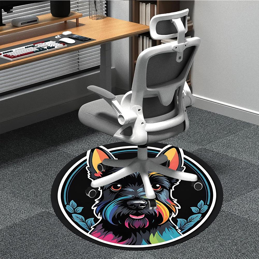 

1pc Dogs Yorkshire Office Round Area Rug, Indoor Mat Suitable ForOffice, Under Office Chairs Bedroom Living Room Home Decor, Room Deco T089 80cm by 80cm