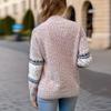 Winter Women Christmas Sweater Half-high Collar Color Matching Snowflake Pattern Long Sleeve Knitwear Thick