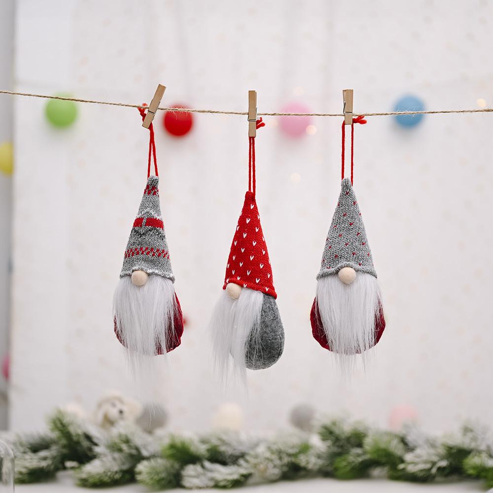 Unique Knitted Hat Forest Old Man Head Doll Ornament For Beautiful Christmas Decor