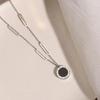 Gold Stainless Steel Roman Digital Wafer Pendant Necklace for Women Charm Chain of Clavicle Jewelry Accessory
