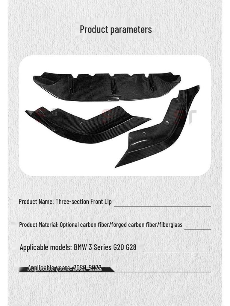 BMW 3 Series G20/G28 (2020-2022) Carbon Fiber Front Lip Splitter - TAKD Style