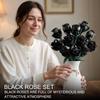 Non-Toxic 12 Pieces Black Rose Bundle Building Blocks Toys Model Flowers Bricks Toy Sets Desktop Ornament Valentine'S Day Christmas Gifts