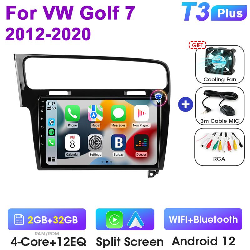 2 Din Android 12 Car Radio For Volkswagen VW Golf 7 MK7 GTI 2011 - 2025 Multimedia Video Player GPS 4G Carplay Auto Stereo QLED
