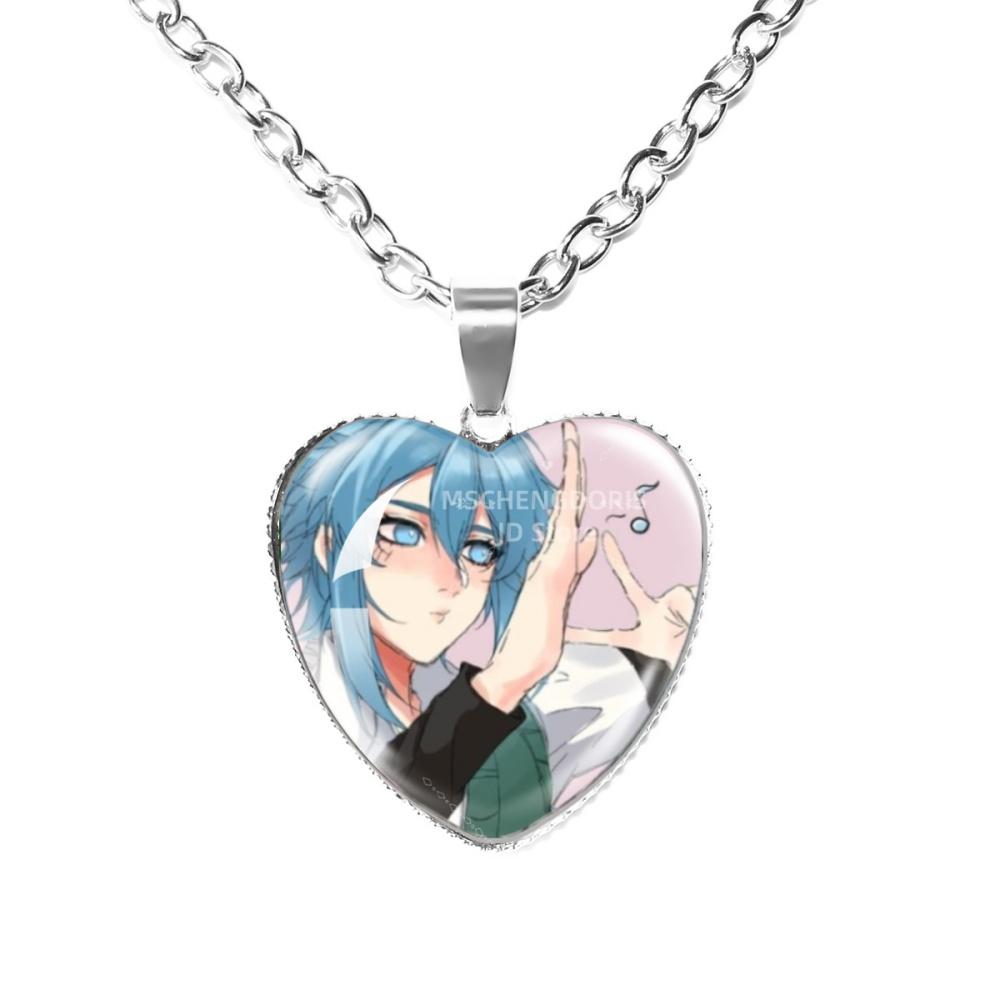 Solivan Brugmansia Sol 'The Kid At the Back' Anime Glass Cabochon Heart Shaped Pendant Necklace Charm Jewelry Gift