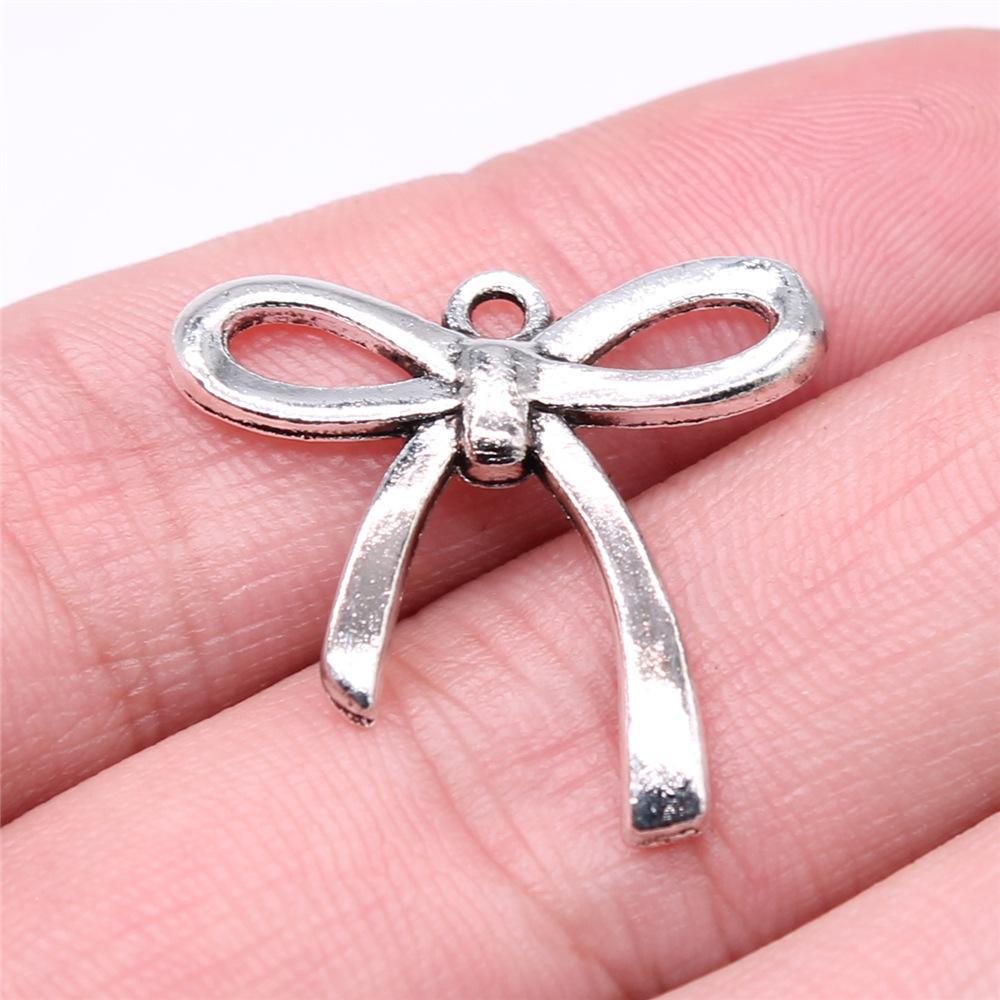 20pcs Bow Tie Connector Zinc Alloy Charm DIY Necklace Making Findings Handmade Tibetan Jewelry