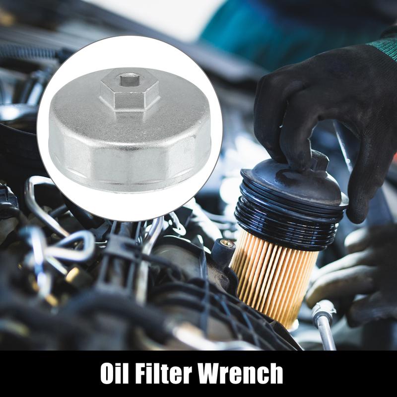 X Autohaux 74mm 14 Flutes Car Oil Filter Wrench Oil Filter Socket Wrench Housing Cap Socket Remover Tools for Mercedes Benz