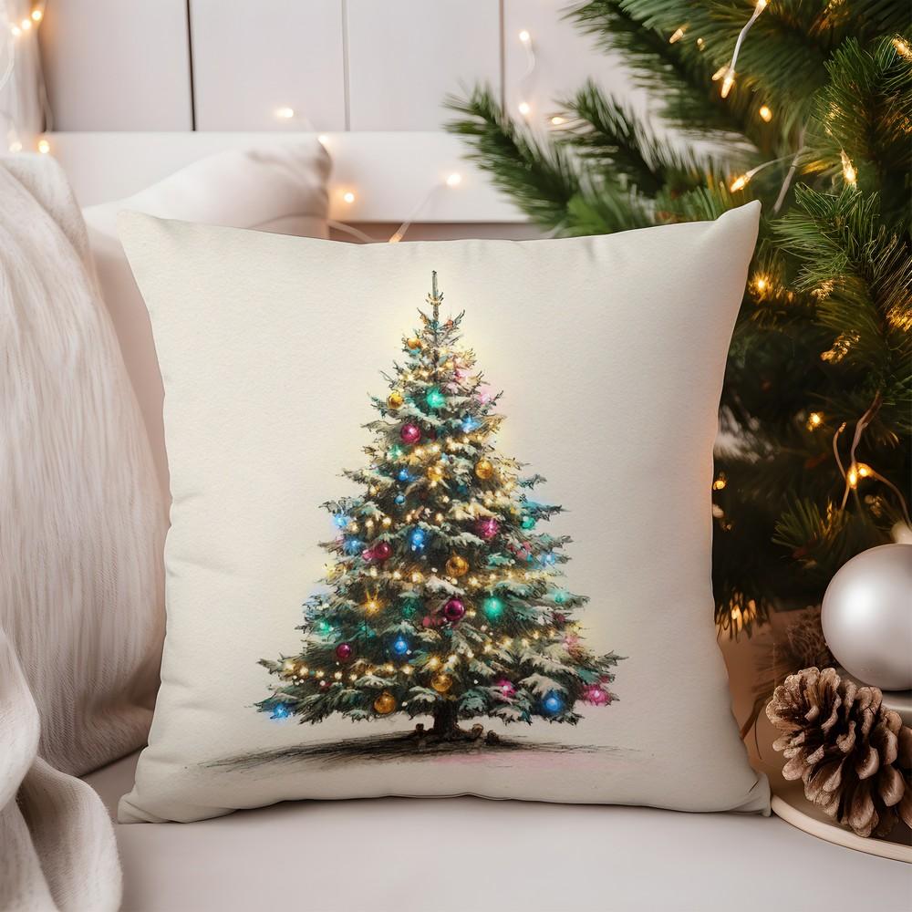 Heimdeko Buntes beleuchtetes Weihnachtsbaum-Muster Kissenmuster Kissenbezug Geeignet für Sofa Schlafzimmer Auto Kissenbezug