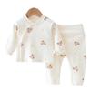 Autumn & Winter Newborn Pure Cotton High-Waisted Belly-Protecting Pajama Set