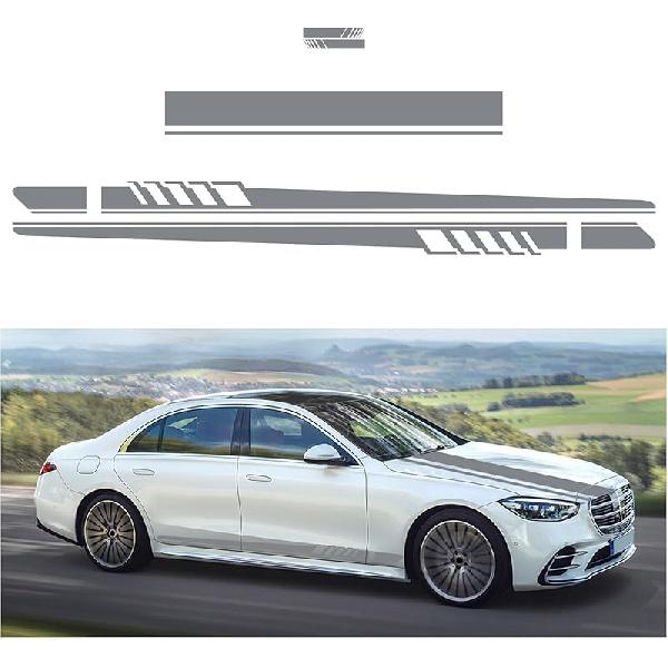 5 PCS Car Hood Stripe Sticker, Vinyl Modified Rearview Mirror Decals, Racing Sports Auto Body Side Sticker Decoration, Universal Exterior Stickers