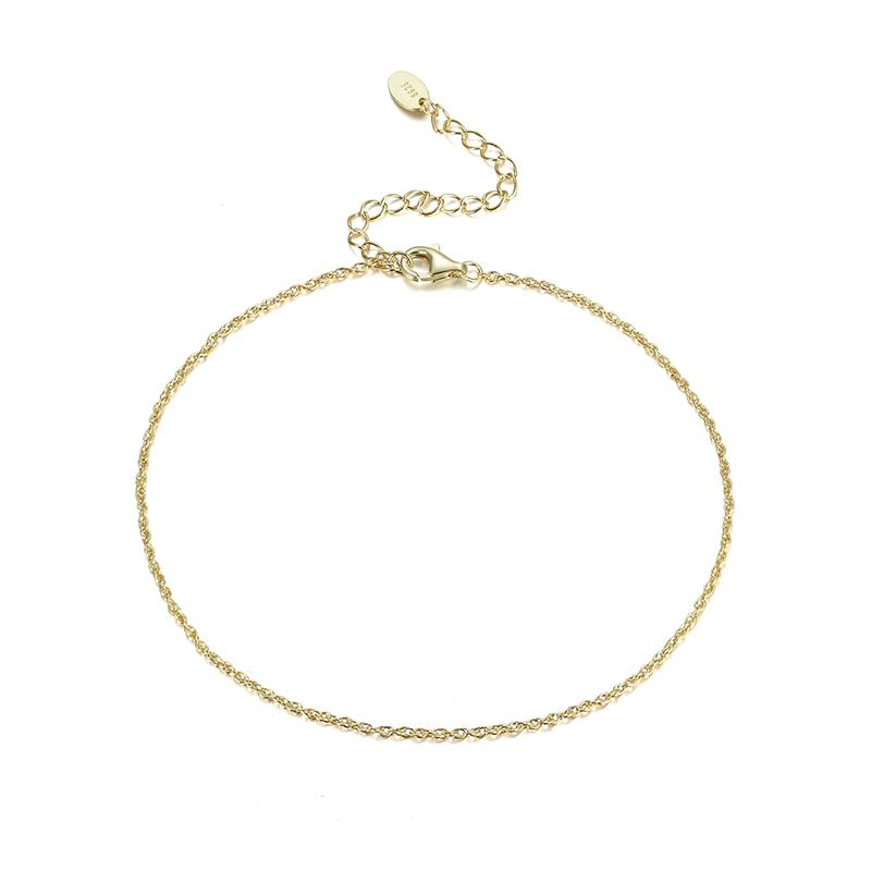 SA RINNTIN Fashion Jewelry 925 Sterling Silver Anklet Foot Chain Jewelry for Women 14K Gold Plated Chain Anklets