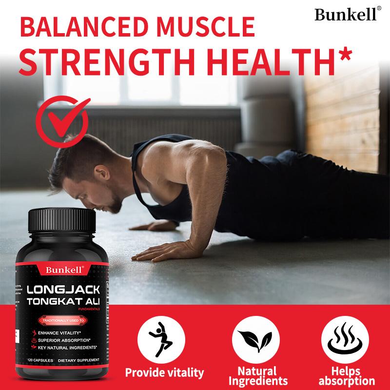 Longjack Tongkat Ali Extrakt 500 mg Nahrungsergänzungsmittel, 120 Kapseln pro Flasche