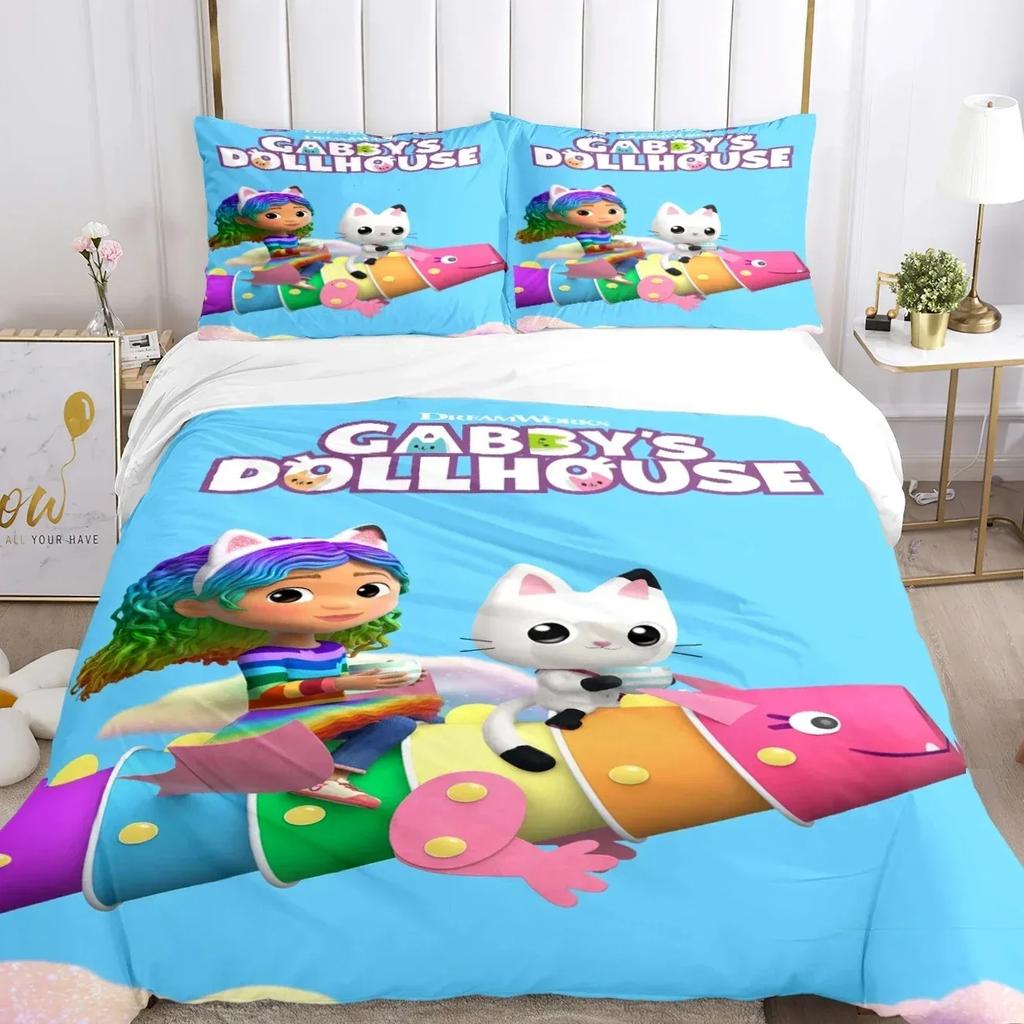 Gabby's dollhouse Kawaii 3D NEW Duvet Cover Pillowcase Bedding Set Adult Girl Bedroom Decoration Children Single Double Large