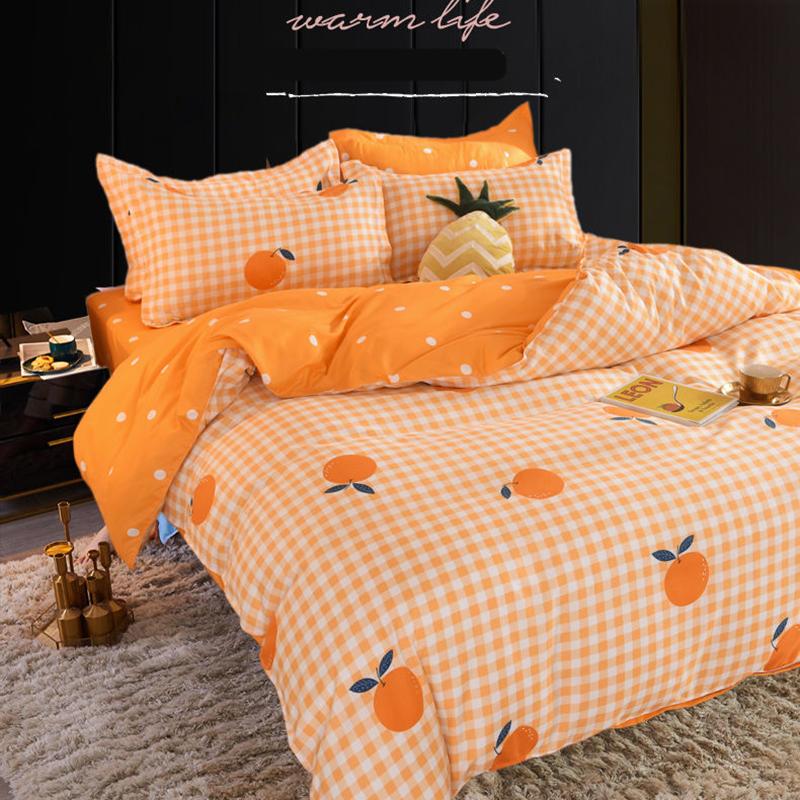 Four-piece Bedding Washed Cotton Single Double Student Three-piece Bed Linen Quilt Cover Pillowcase