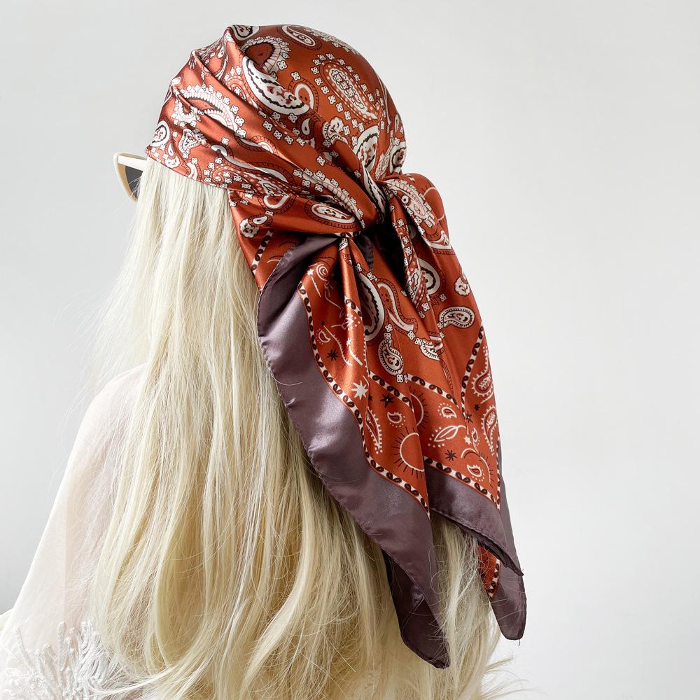 New Silk Scarf Ladies Cashew Printed Wrap Scarf Satin Scarf Satin Scarf Satin Large Square Scarf Shawl