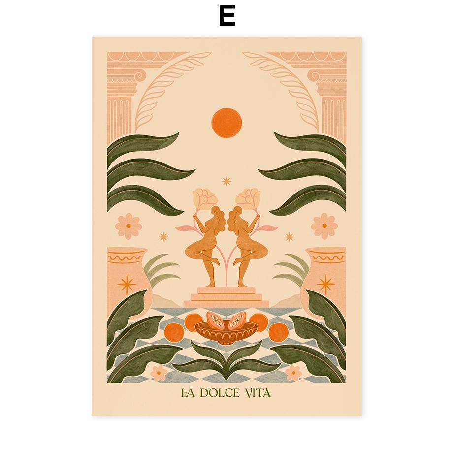 Boho Floral Sun Wall Art Posters Plant Prints Nordic Canvas Painting Pictures Living Room Mural Decorative Painting Home Decor