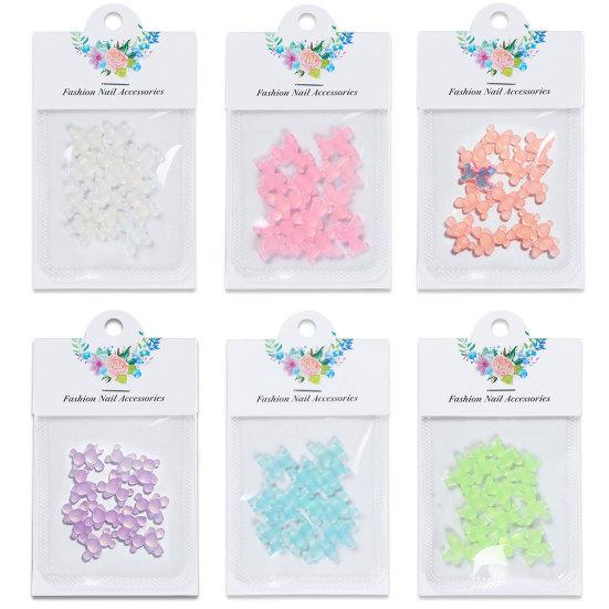 10Pcs Nail Decorations Vibrant Color Creative Shape Stunning Visual Effect Non-Fading Luminous 3D Bear Manicure Ornaments for Nail Salon