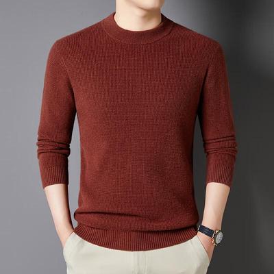 Yiliteng Men's Waffle Knit Round Neck Sweater