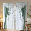 2 Pieces of Light Blue Flower Wedding Printed Curtains, Pole Bag Curtains 42*84, Home Decoration, Room Decoration
