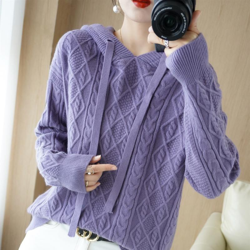 Women Knitted Hoodie Sweater MODERN NEW SAGA Winter Knitted Pullover Sweatshirt Autumn Cashmere Wool Sweaters Female Jumper