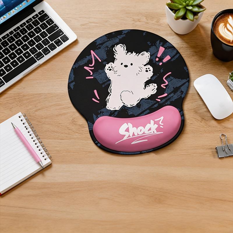 Shock Puppy Wrist Rest Set, Ergonomic Gel Support Mouse Pad & Keyboard Rest, Unisex Gaming Desk Supplies