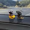 Car Ornaments Bicycle Horns Squeeze Black Duck with Straps Helmet, Silicone Elasticity Belt Bike Bell for Kids Sport Outdoor
