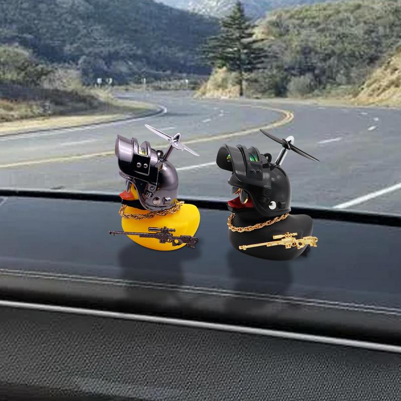 Car Ornaments Bicycle Horns Squeeze Black Duck with Straps Helmet, Silicone Elasticity Belt Bike Bell for Kids Sport Outdoor