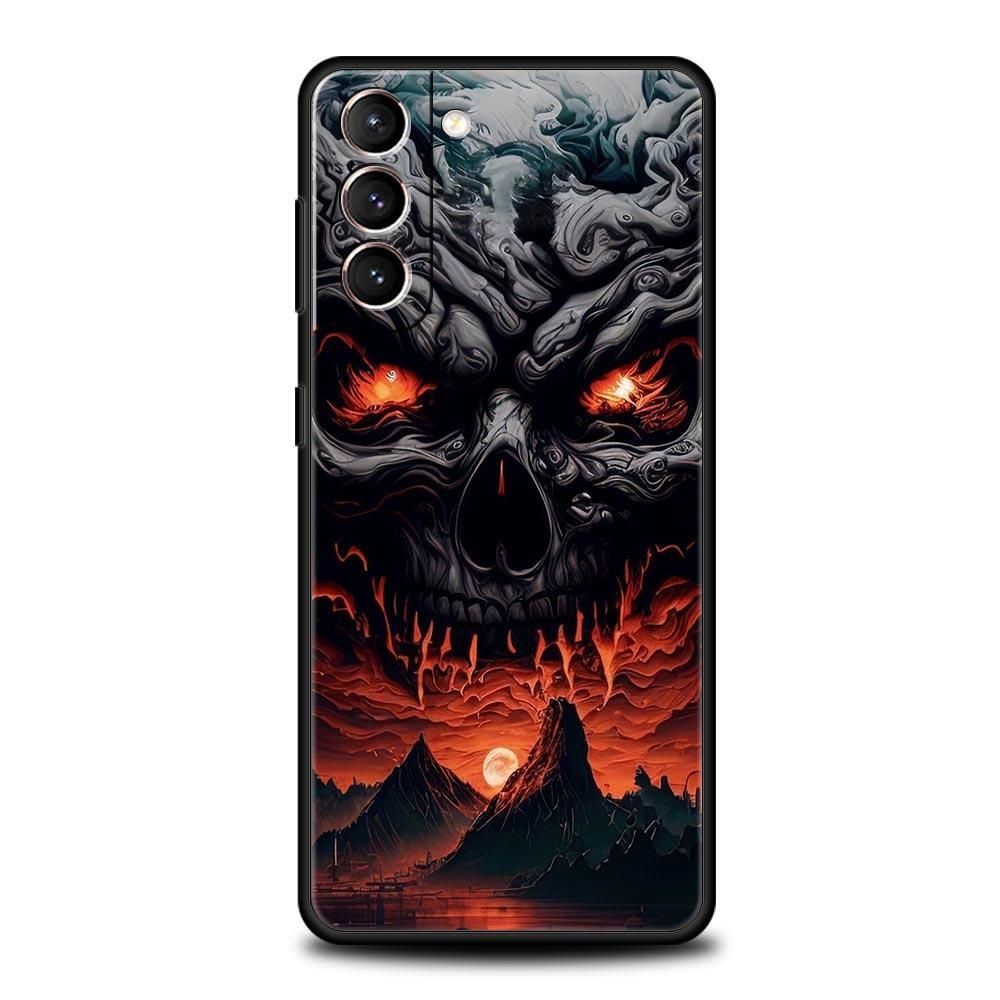 

Phone Case Cover for Samsung Galaxy S26 S25 S24 S23 S22 S20 S21 FE Ultra Plus S25 Edge 5G Soft TPU Capas Terror Black Skull Bags Samsung S25