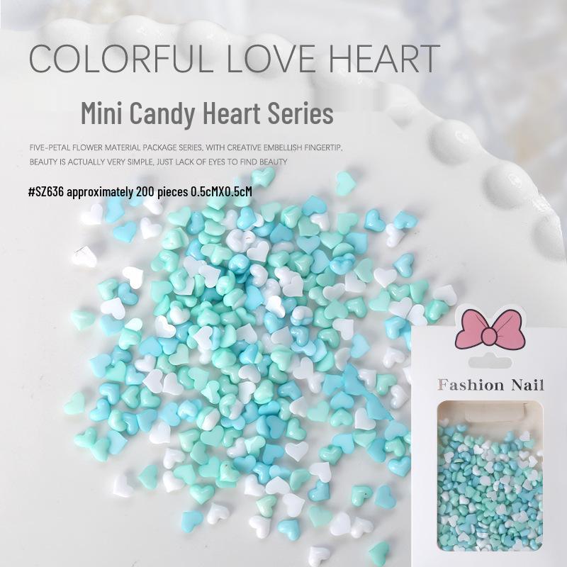 Macaron Candy 3D Heart Resin Nail Art Charms – 200 Pieces