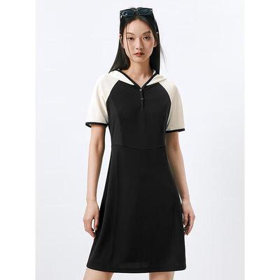 PEACEBIRD Women's Colorblock Hooded Short Dress