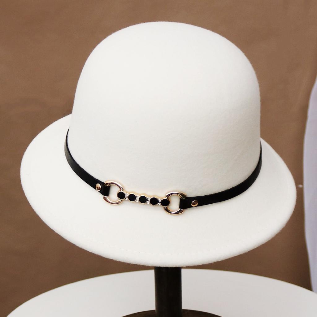 Hat Women's Autumn and Winter Wool British Thermal Basin Hat Foreign Style Short Brim Show Small Face Foldable Bucket Hat Tide