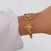 New Classic Sun Moon Pattern Open Bangles Bracelet For Women Gold Color Stainless Steel Heart Cuff Bracelet Hand Ornament Gift