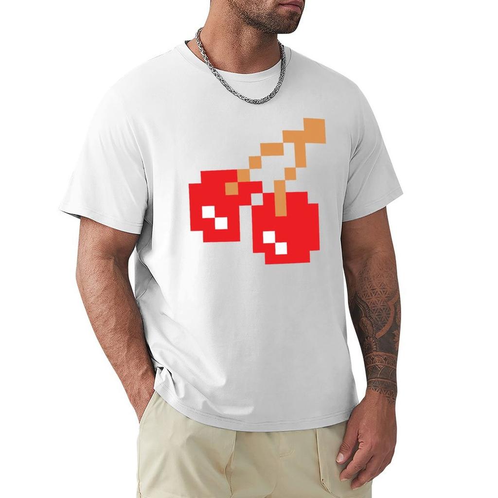 8Bit Cherry TShirt Blue Lock Clothing Funny Tshirt Mens White T Shirts