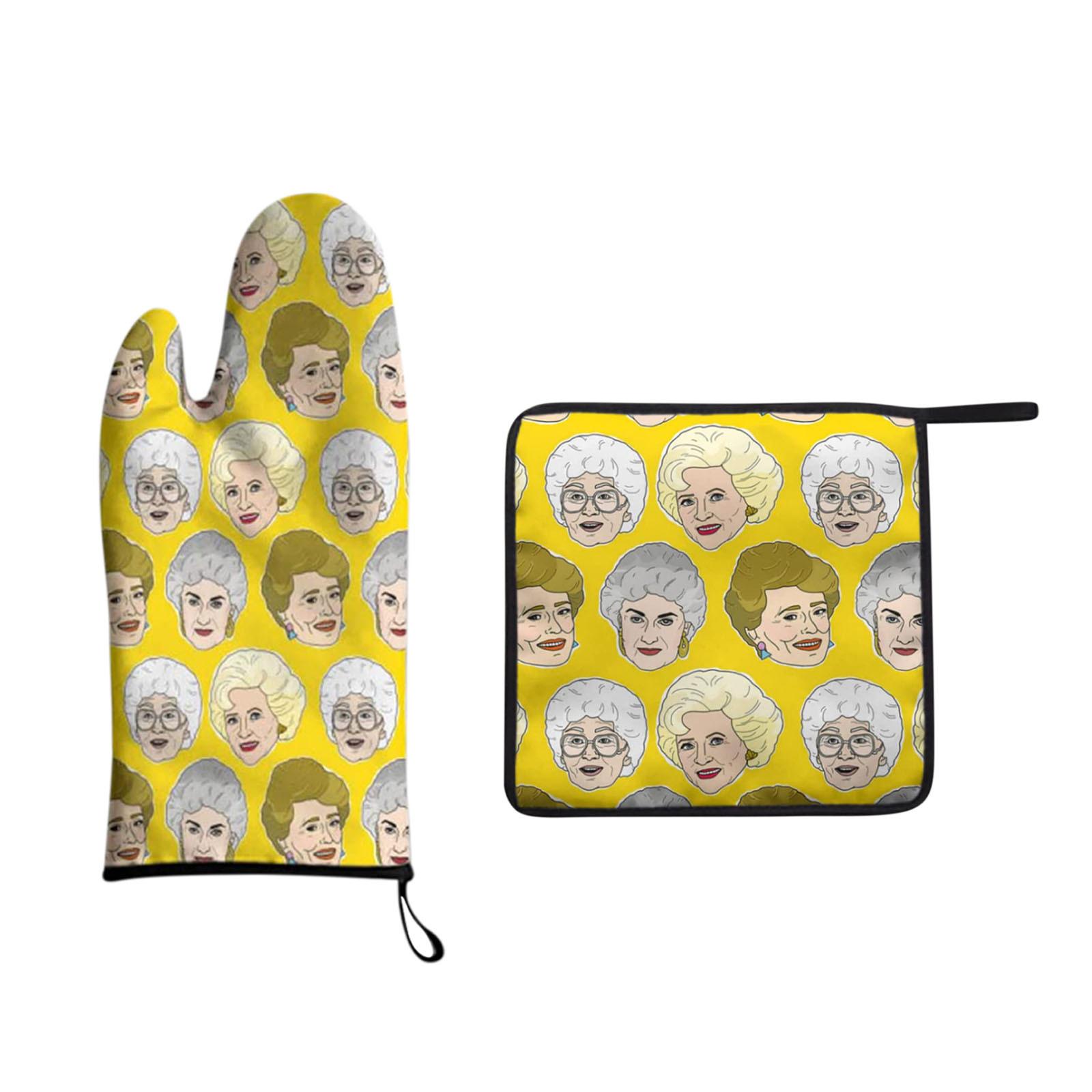 

Набор термостойких рукавиц для духовки и подставки для кастрюль жёлтый