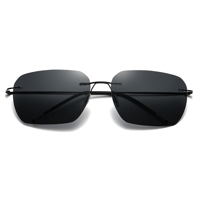 

Мужские солнцезащитные очки без оправы из титана с желтыми линзами, ночное видение, специальные очки для вождения с защитой от дальнего света, сверхлегкие солнцезащитные очки без оправы