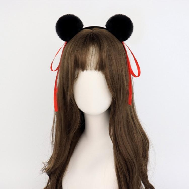 Fashionable Buns Headband Hair Tie With Soft Furry Pompoms Lovely Bowknot Buns Hairhoop For Casual and Cosplay Event