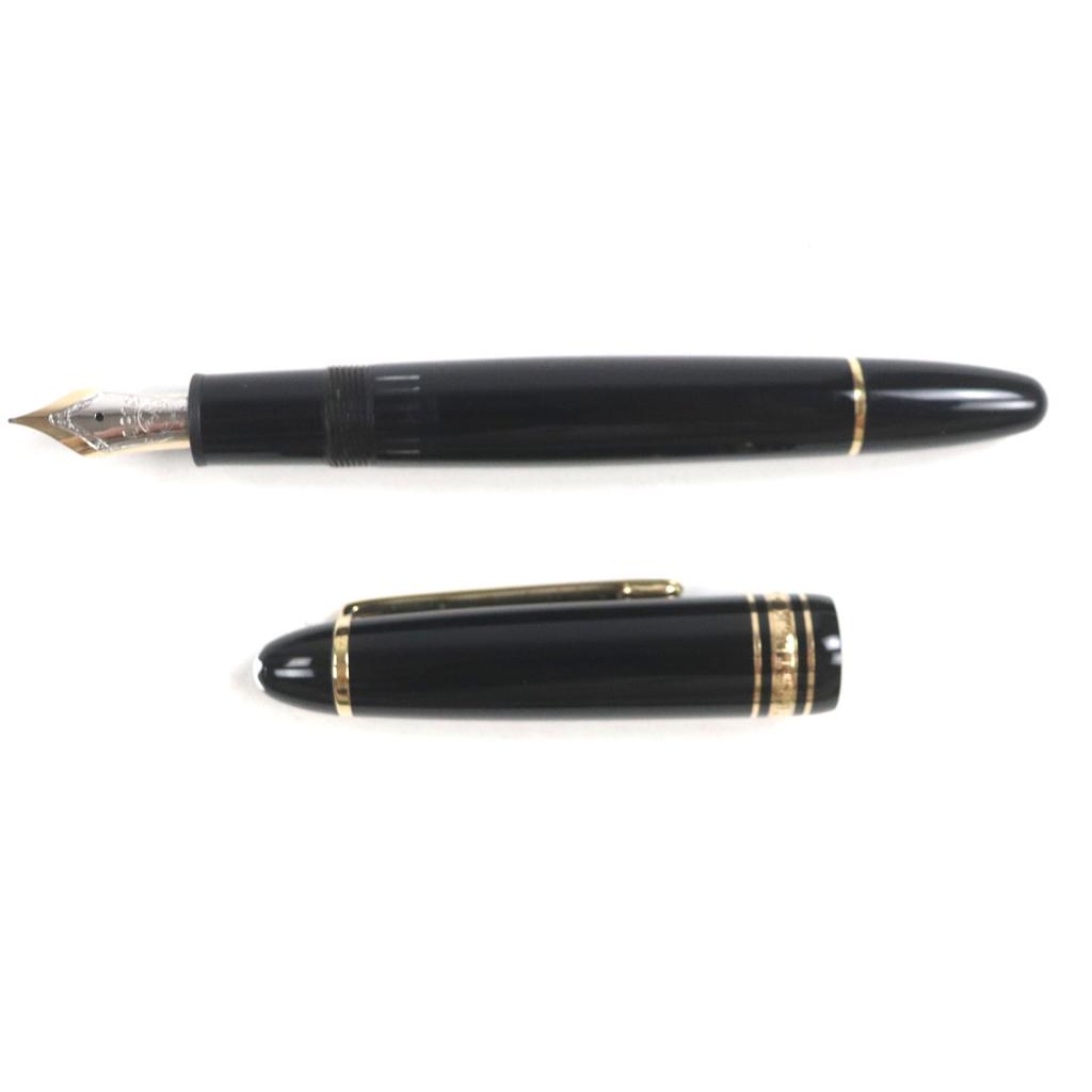 Very Good MONTBLANC Fountain Pen Meisterstckle Grand White Star Black Gold 14K Mens Used
