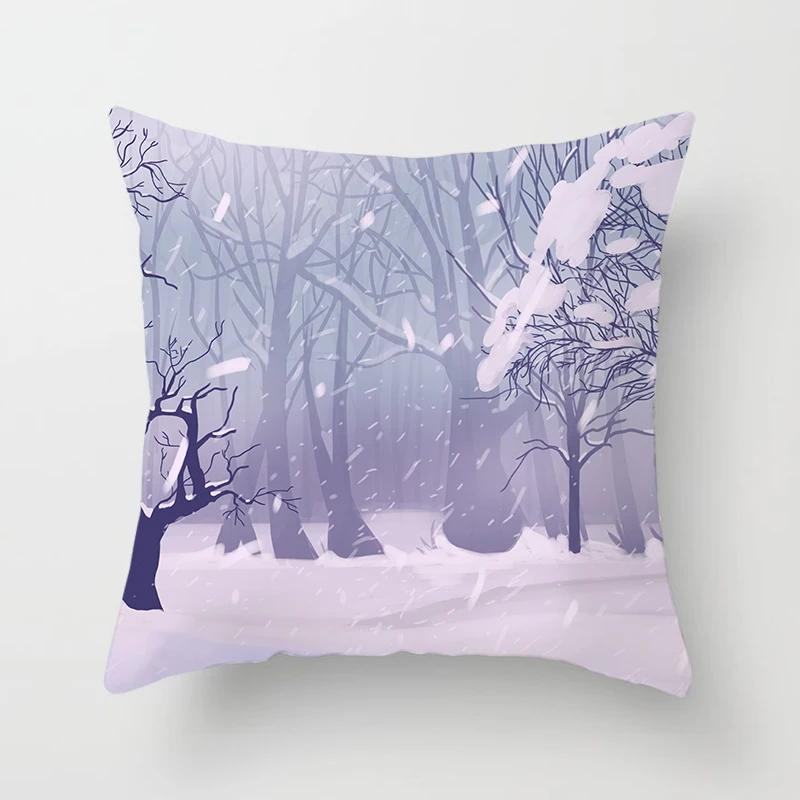 Home Decor Winter Scenes Pillow Covers for Cozy Decor Pattern Cushion Cover Suitable for Sofa Bedroom Car Pillow Cover