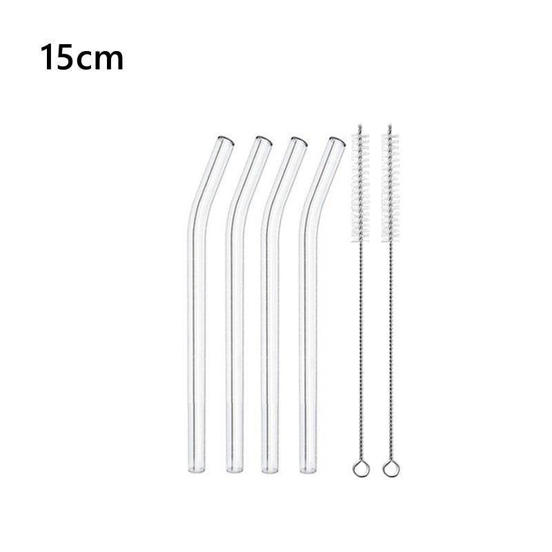 15cm Short Glass Straws 4pcs 6" Reusable Drinking Straws Dishwasher Safe Eco-Friendly Cocktail Straws for Smoothies Milkshake