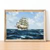 Vintage Seascape Painting Posters Boat on The Bay Prints Canvas Printing Wall Art Picture for Living Room Home Decoration