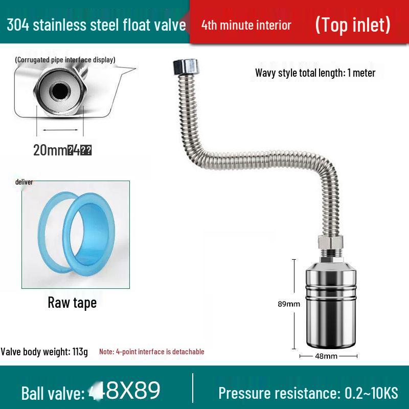 304 Stainless Steel Auto-Stop Water Float Valve for Tank Level Control