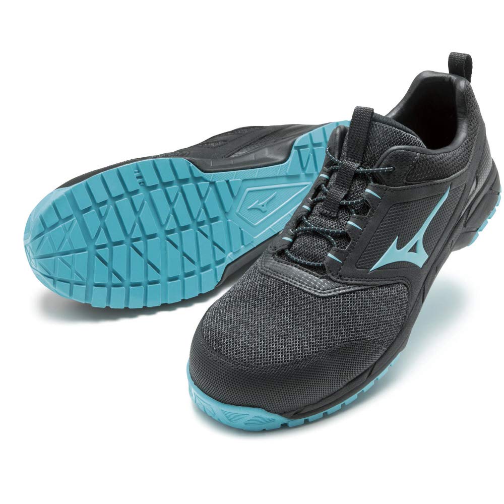 Mizuno ES31L Safety Elastic Work Black X Light Blue X Size 3E All-Mighty Shoes, Lightweight, Lace, JSAA/Standard (Type A), Men's, Black, 26.0 Cm,