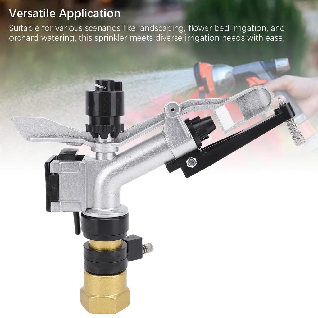 Irrigation Spray Gun Zinc Alloy Water Saving Automatic Rotating Impact Gun Sprinkler for Farm Yard G1 Interface