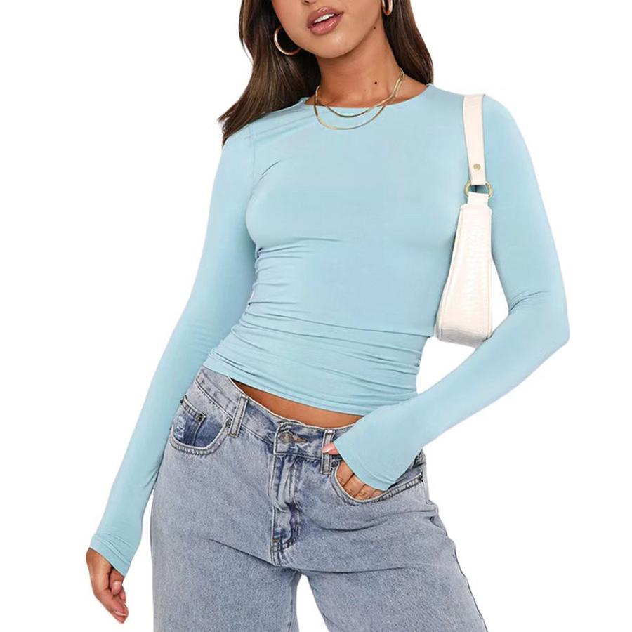 Fall New Sexy Women's Short Sleeve T-Shirt Cami Top Slim Fit Long Sleeve